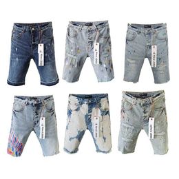 Purple Brand Jeans Shorts Hip Hop Street Designer Mens Purple Jeans Shorts Casual Short Knee Lenght Jean Clothing Denim Regular Pants Short