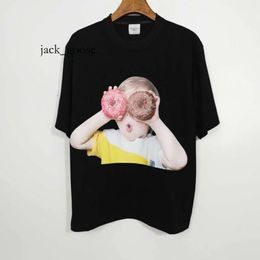 Men's Korea Fashion Brand Adlv Teddy Bear Short Sleeve Doughnut and Girls' T-shirt Couple's Loose Half Sweep Size 251
