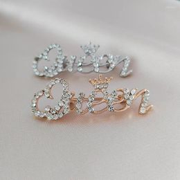 Brooches Fashion Charm Shining Crystal Crown Brooch Retro Rhinestones Royal Heart Pins For Woman Jewellery Wedding Corsage Gifts