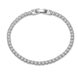 Luxury White Gold Silver Color S925 Bracelet on Hand 3MM CZ Tennis Bracelet Bangle for Women Wedding Fashion Jewelry SL0167594420