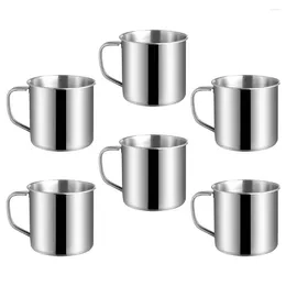 Wine Glasses 6 Pcs Children's Stainless Steel Water Cup Coffee Mug Kids Unbreakable Drinking Mini Cups Metal