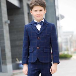 Suits Flower Boys Formal School Suit for Weddings Child Blazer Shirt Vest Pants Tie 5pcs Tuxedo Kids Prom Party Dress Clothing Set Y240516