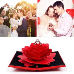 Jewellery Pouches 3D Diamond-shaped Rose Ring Box Distinctive Proposal Wedding Display Storage Case For Couples Romantic