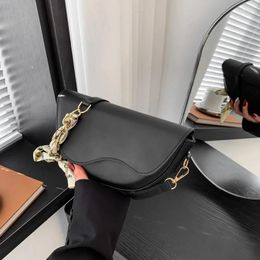 Shoulder Bags Vintage PU Leather Crossbody For Women Ribbon Designer Female Small Flap Underarm Bag Armpit Handbags And Purses