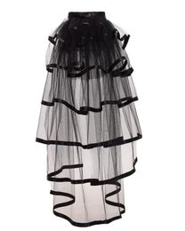 Black Tiered Tulle Tutu Skirt Bustle Costume for Women Gothic Victorian Steampunk Black Overskirt WhiteRedPurple2111716