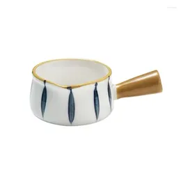 Bowls Cartoon Printed Ceramic Plate With Handle Bowl Soup Pot Seasoning Tableware Kitchen
