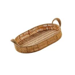 Tea Trays Round Rattan Serving Storage Platter Organiser For Breakfast Parties 24cmx3cm