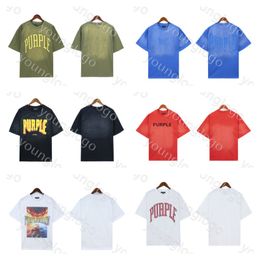 Round Neck Loose Tees Mens Womens Summer T Shirts Purple Brand Cotton Shirt Letter Printed Tees