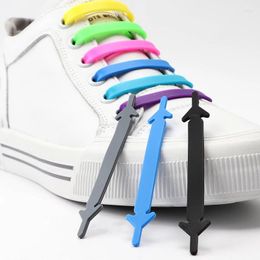 Shoe Parts Solid Color Silicone Elastic Shoelaces Sneakers No Tie Laces Women's Flat Shoes Casual Accessories 12pcs/lot