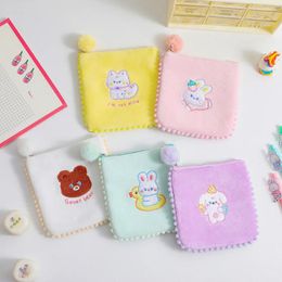 Storage Bags Cartoon Embroidered Bear Sanitary Napkin Bag Women Tampon Pad Pouch Earphone Cards Organiser Coin Wallet