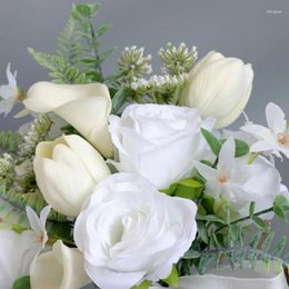 Decorative Flowers 448B White Bridal Bouquets Wedding Artificial Flower For