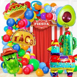 Party Decoration Fiesta Mexican Huge Cactus Avocado Taco Blue Red Green Balloons Garland Arch Kit Cinco De Mayo Supply Birthday