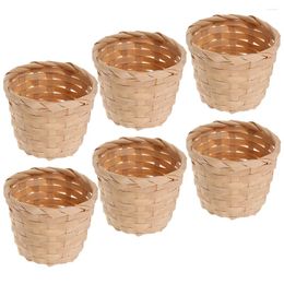 Dinnerware Sets Mini Woven Basket Miniature Flower Dollhouse Picnic Tiny Party Favour Container Woodchip Handles Empty Wood