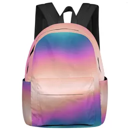 Backpack Blue Purple Pink Teal Green Gradient Women Man Backpacks Waterproof School For Student Boys Girls Laptop Bags Mochilas
