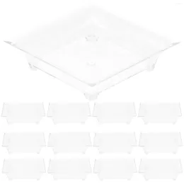 Disposable Dinnerware 25 Pcs Transparent Square Dish Cake Dishes Dessert Saucer Party Appetiser Bowls