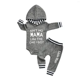Clothing Sets Born Infant Baby Boy Fashion Clothes Letters Printed Hooded Romper Bodysuit Top And Long Pants Outfit Set For Toddler Boys