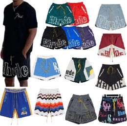 Top designer shorts rhude shorts summer fashion beach pants men high quality street wear red blue black purple pants mens short US siize:S-XL