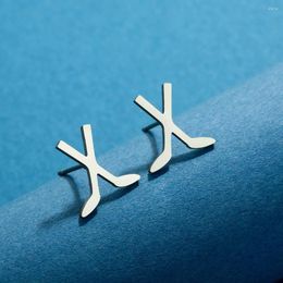 Stud Earrings Kinitial Stainless Steel Geometric Hockey Sticks Women Studs Fitness Jewellery Minimalist Gift