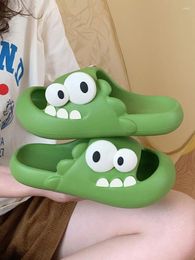 Slippers Parent-child Slipper Large Eyed Dinosaur 2024 Summer EVA Soft Sole Anti Slip Household Fun Cartoon Sandals For Women Boys Girls