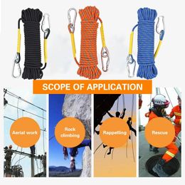 Tomshoo 10mm Climbing Rope 10M/20M/30M Outdoor Static Climbing Rope Fire Rescue Safety Escape Climbing Emergency Rope 240515