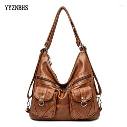 Shoulder Bags Women Bag Luxury Cross Body Travel Leather Handbag Vintage Multi-pocket Ladies Hand Elegant Female Large Tote