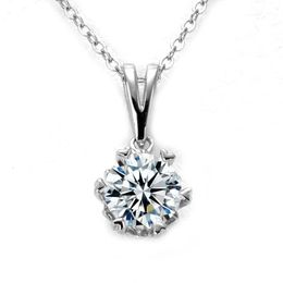 Chains D Color VVS1 Moissanite Necklace 925 Sterling Silver 1 0Ct Round Brilliant Diamonds Solitaire Pendant For Women Jewelry 220r