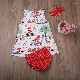 Clothing Sets 0-24Months Baby Girl 3pcs Clothes Set Animal Print Dress Girls Red Polka Dot Panties Shorts Headband