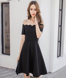 2021 in Girly Birthday Party Short Fashion Line Dressed As Princess Simple New Spring the Shoulder Empire Sexy High Waist Black QVE51198130