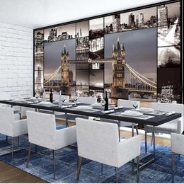 Wallpapers European Retro London Bridge City Landscape Wall Mural 3D Murals Wallpaper Sitting Room Sofa TV Background Paper