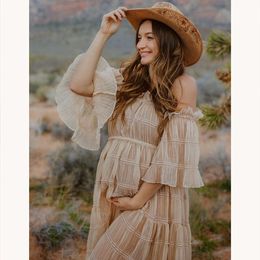 Bohemian Photo Shooting Pregnancy Rose Theme In The Wilderness Pleated Chiffon Maternity Dress Clothes For Pregnant Women
