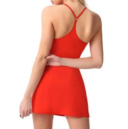 High Waist Slim Yoga Dress Shirt Suit Integrated Ashaped Suspender Tennis Skirt Multifunctional Thin Shoulder Strap Dress Gym Clo2252907
