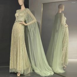 Party Dresses GiayMus Said Mint Green Luxury Dubai Evening With Cape 2024 Elegant Beaded Arabic Women Long Wedding Dress