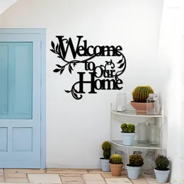 Decorative Figurines Metal Welcome Sign Home Decoration Porch Living Room Garden Courtyard Gate Wall Hanging