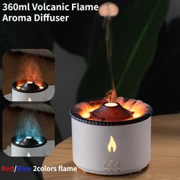 Volcanic Flame Aroma Diffuser Essential Oil 360ml Portable Air Humidifier with Smoke Ring Night Light Lamp Fragrance US/EU Plug 240516