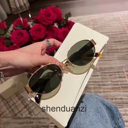 Celline High end designer sunglasses for Fashion Sunglasses runway style metal oval dark green womens sunglasses original 1to1 with real logo and box