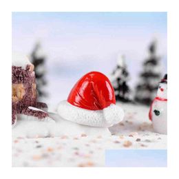 Garden Decorations Tiny Resin Christmas Hat Miniature Fairy Gardening Accessory Decoration Dollhouse Moss Terrarium Ornaments Mini Gif Dhkzu