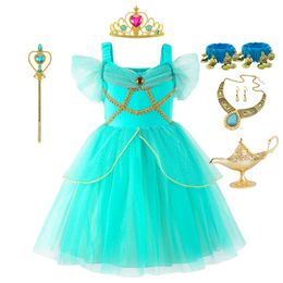 2024 Jasmine For Kid Girl Aladdin Princess Carnival Clothing Vestidos Halloween Party Cosplay Costume 3-10Y Summer Dress L2405