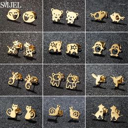 Stud Earrings Cute Animal Stainless Steel 2024 Fashion Pig Giraffe Lizard Ear Studs For Women Naughty Ghost Piercing Cosplay Jewellery