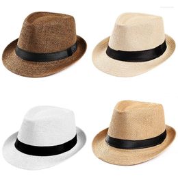 Berets Summer Straw Jazz Hat Men Breathable Linen Panama Outdoor Sunshade Female Sun Hats Retro Chapeau Fedoras