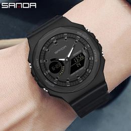Wristwatches SANDA Fashion Men's Outdoor Sports Watch G Waterproof Digital LED Ladies Military Electronic Army Wristwatch Clock Girl Reloj