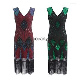 Casual Dresses Vintage 1920s Great Gatsby Dress Women V-Neck Sequin Fringe Beaded Flapper Lady Charleston Inspired Banquet Evening