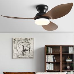 48 Inch Low Floor Ceiling Fans Modern Simplicity Black DC Fan lights Indoor The bedroom Decoration 110V 220V Fan With light