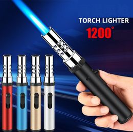 Latest Strong Big Torch Jet Lighter 1200 degree BBQ Barbecue Pen Style Inflatable No Gas Cigar Butane Windproof Lighters Smoking Tool Accessories