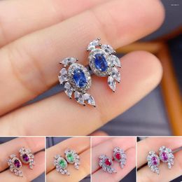 Dangle Earrings FS Natural Tourmaline/Ruby/Emerald/Garnet/Sapphire S925 Sterling Silver Fine Fashion Weddings Jewellery For Women MeiBaPJ