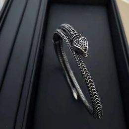 European and American texture retro snake bracelet 925 silver luxury mens and womens fashion brand Jewellery gift 240516