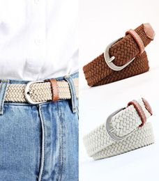 Belts 120cm Colors Female Casual Knitted Pin Buckle Men Belt Woven Canvas Elastic Expandable Braided Stretch For Women Jeans8673256