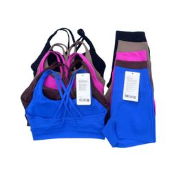 Women Yoga Sets Push Up Fitness Hotty Biker Shorts Sports Bra Back Cross Butter Soft High Waist Elastic Sportswear Outfits Gym Suits Cloth Running Workout Tracksuits