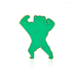 Brooches Funny Muscular Frog Enamel Pin Fashion Cute Cartoon Coat Lapel Brooch Bag Badge Jewellery Wholesale