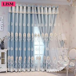 Curtain Custom Luxury Embroidered Double Layer Window Screen European Style Tulle Curtains For Living Room Bedroom Decor Blackout Fabric