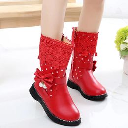 Boots Leather Toddler Infant Kids Baby Girls Butterfly Knot Princess Shoes Children Winter Warm